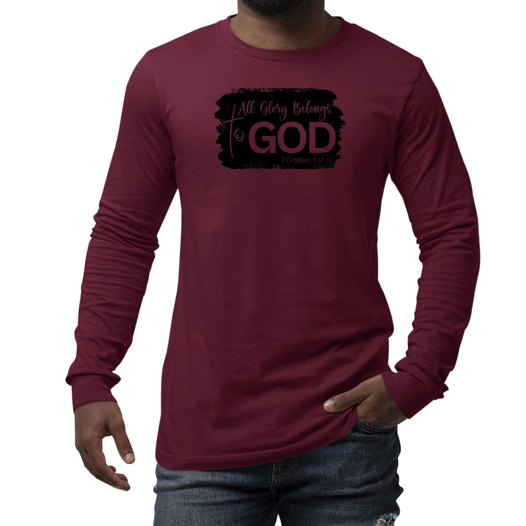 Mens Long Sleeve Graphic T-shirt All Glory Belongs to God Print - Unisex