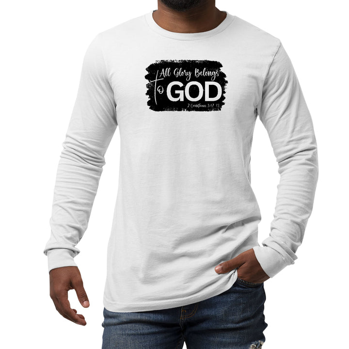 Mens Long Sleeve Graphic T-shirt All Glory Belongs to God Print - Unisex