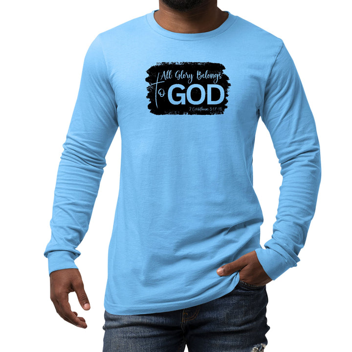 Mens Long Sleeve Graphic T-shirt All Glory Belongs to God Print - Unisex