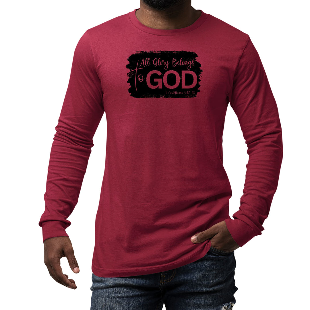 Mens Long Sleeve Graphic T-shirt All Glory Belongs to God Print - Unisex