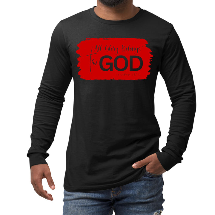 Mens Long Sleeve Graphic T-shirt All Glory Belongs to God Red - Unisex