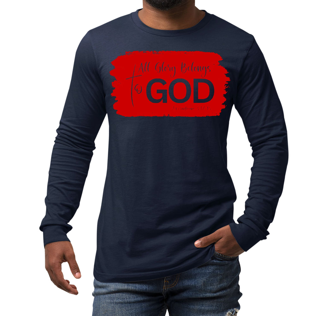 Mens Long Sleeve Graphic T-shirt All Glory Belongs to God Red - Unisex