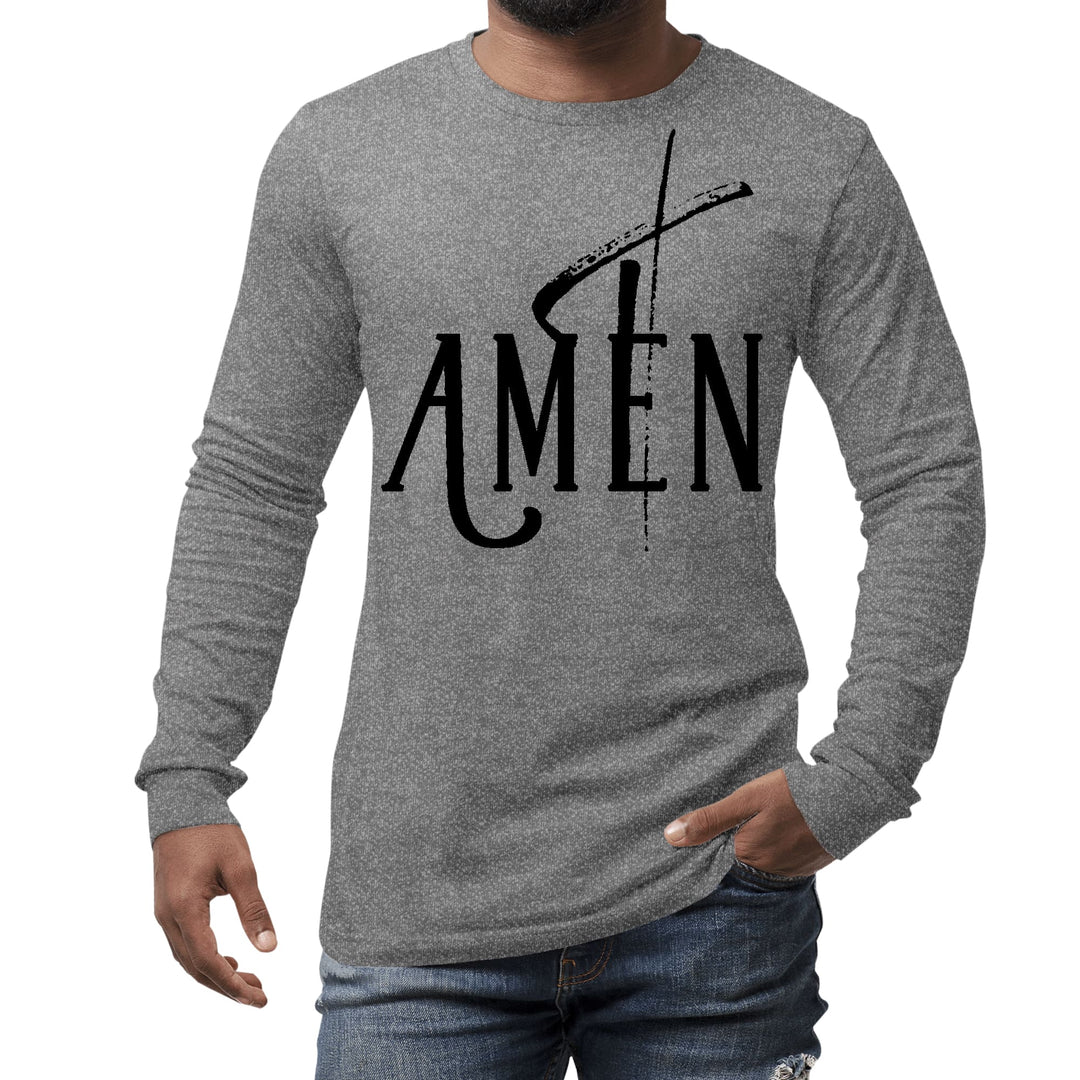 Mens Long Sleeve Graphic T-shirt Amen Black Print - Unisex | T-Shirts | Long