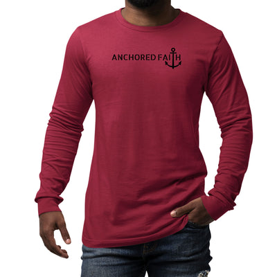 Mens Long Sleeve Graphic T-shirt Anchored Faith Black Print - Unisex | T-Shirts