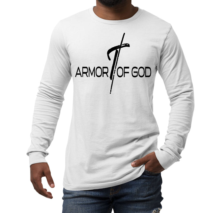 Mens Long Sleeve Graphic T-shirt Armor of God Black Illustration - Unisex