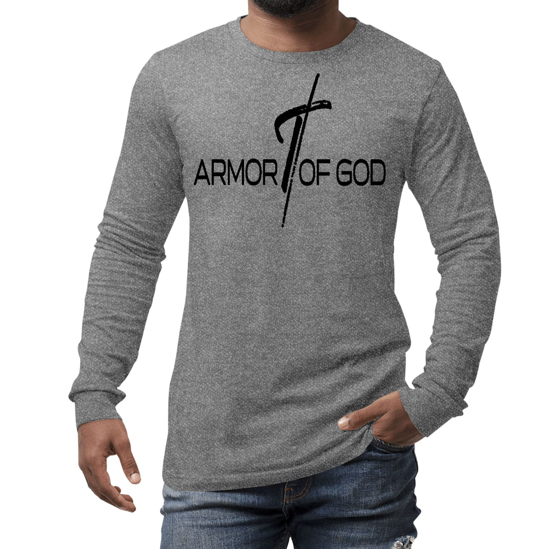 Mens Long Sleeve Graphic T-shirt Armor of God Black Illustration - Unisex