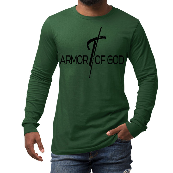 Mens Long Sleeve Graphic T-shirt Armor of God Black Illustration - Unisex