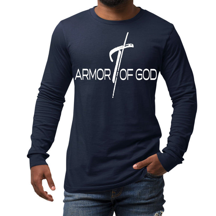 Mens Long Sleeve Graphic T-shirt Armor of God Cross - Unisex | T-Shirts | Long