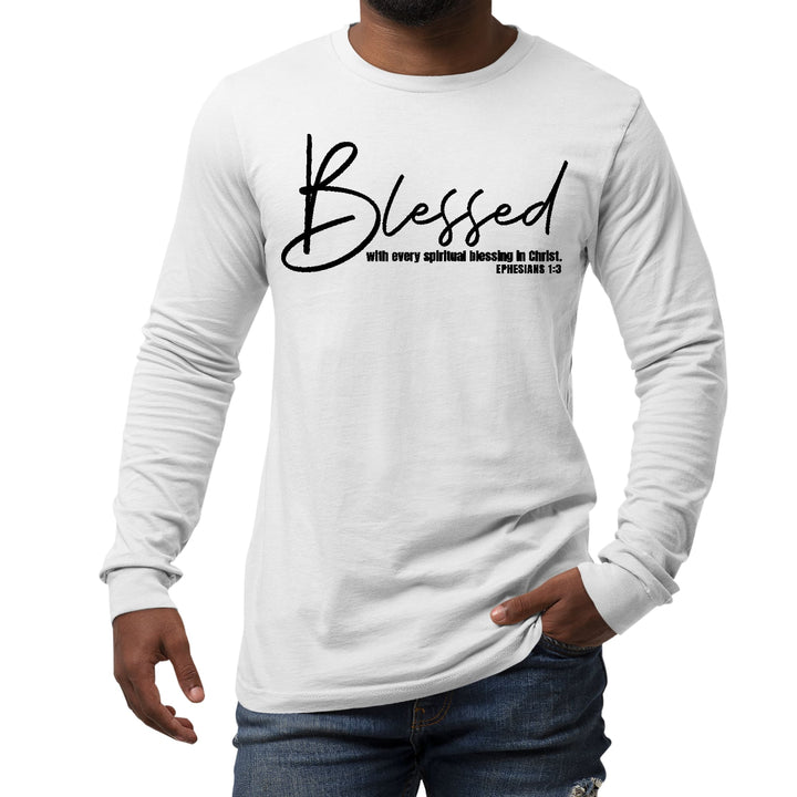 Mens Long Sleeve Graphic T-shirt Blessed with Every Spiritual - Unisex