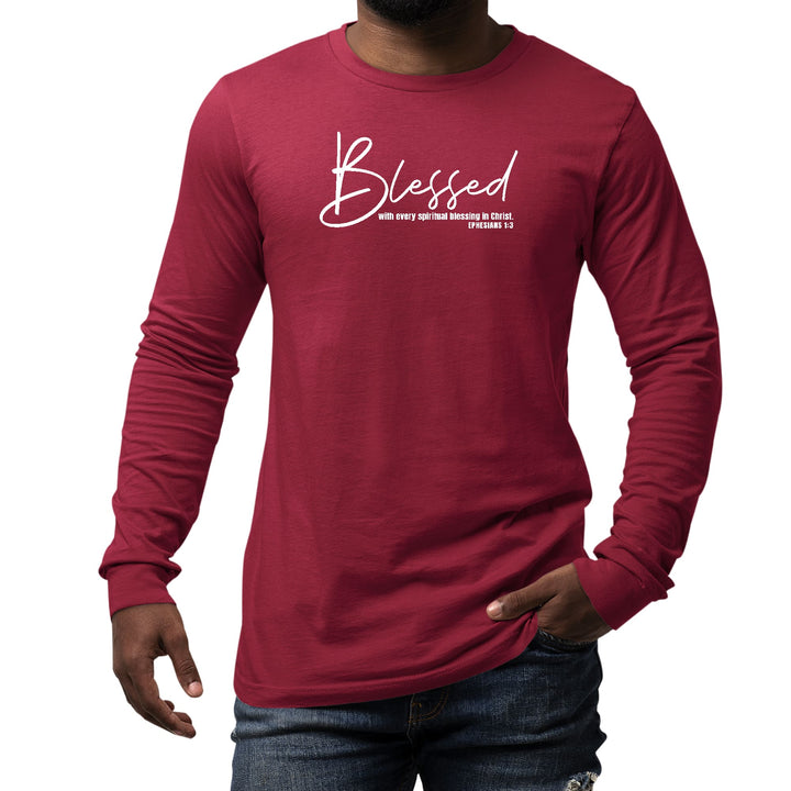 Mens Long Sleeve Graphic T-shirt Blessed with Every Spiritual - Unisex