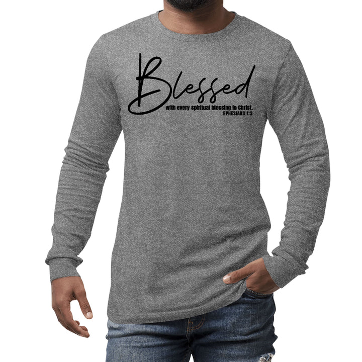 Mens Long Sleeve Graphic T-shirt Blessed with Every Spiritual - Unisex