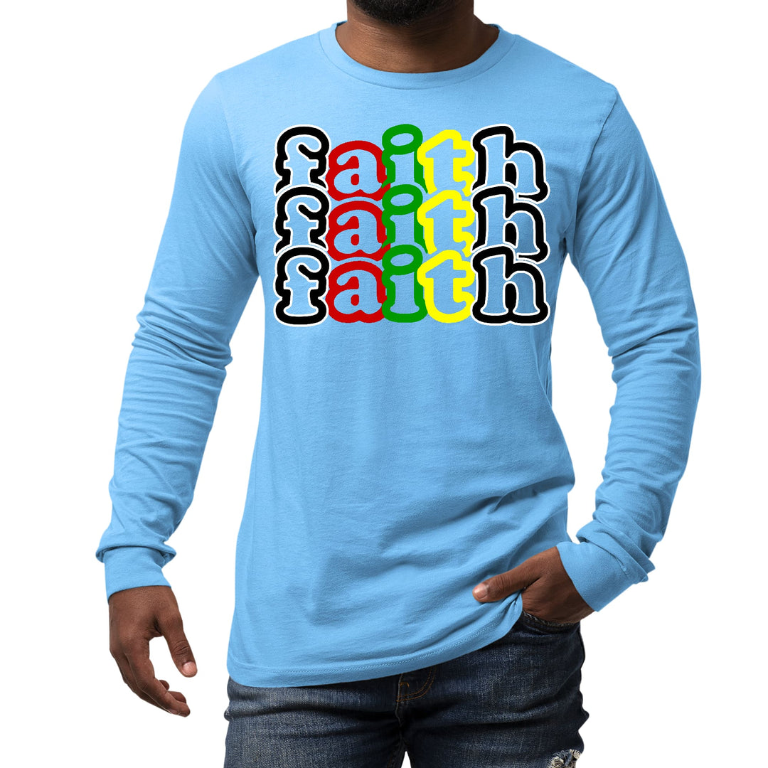 Mens Long Sleeve Graphic T-shirt Faith Stack Multicolor Black - Unisex