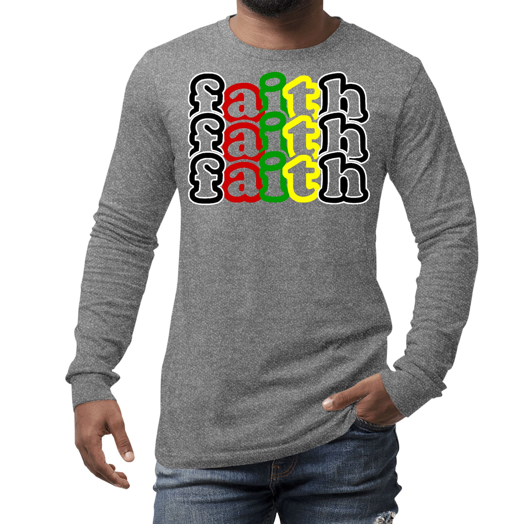 Mens Long Sleeve Graphic T-shirt Faith Stack Multicolor Black - Unisex