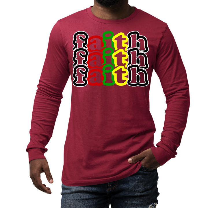 Mens Long Sleeve Graphic T-shirt Faith Stack Multicolor Black - Unisex