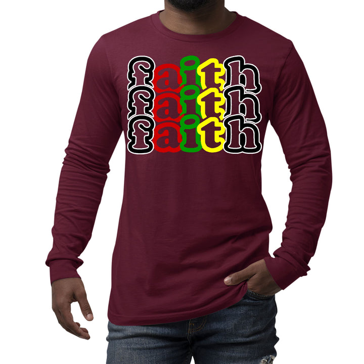 Mens Long Sleeve Graphic T-shirt Faith Stack Multicolor Black - Unisex