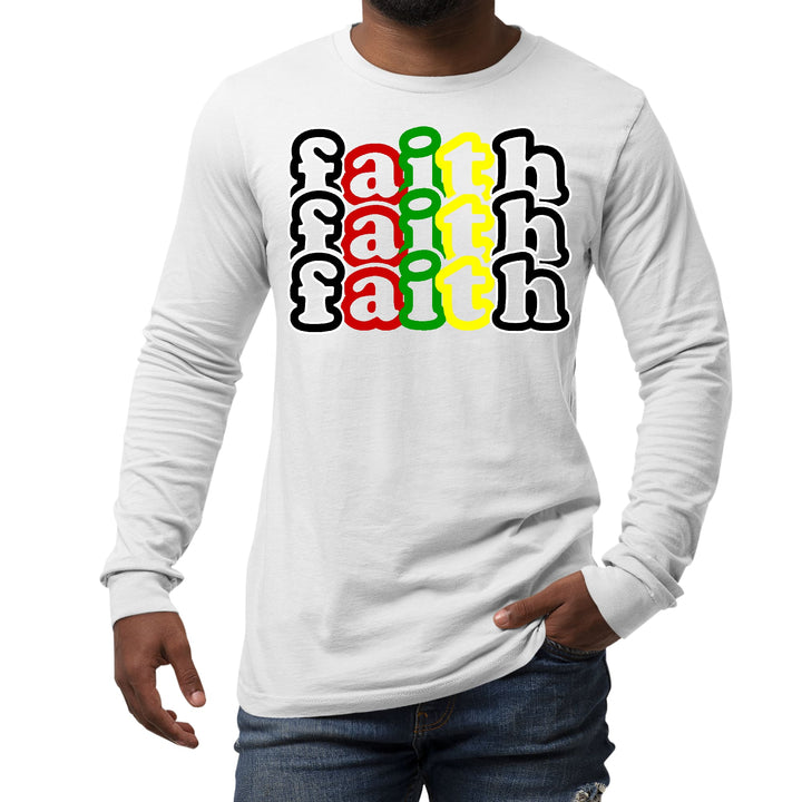 Mens Long Sleeve Graphic T-shirt Faith Stack Multicolor Black - Unisex