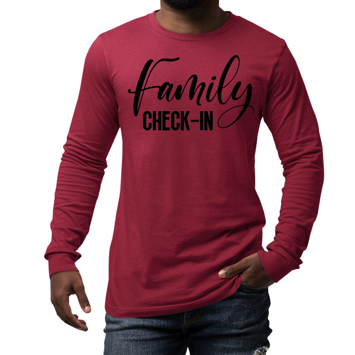 Mens Long Sleeve Graphic T-shirt Family Check-in Illustration - Unisex