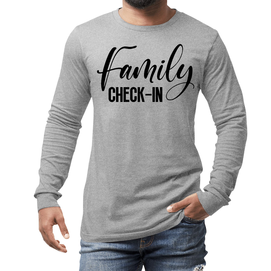 Mens Long Sleeve Graphic T-shirt Family Check-in Illustration - Unisex