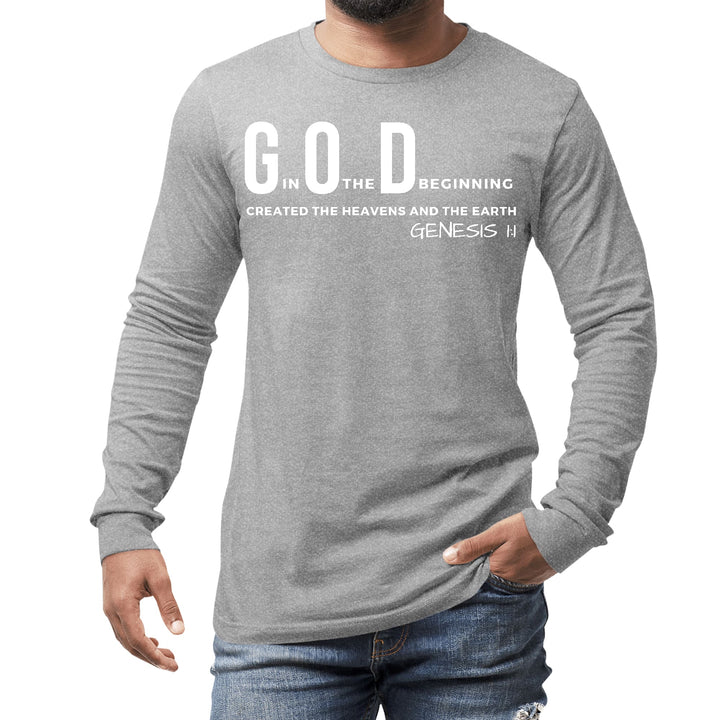 Mens Long Sleeve Graphic T-shirt God in the Beginning Print - Unisex | T-Shirts