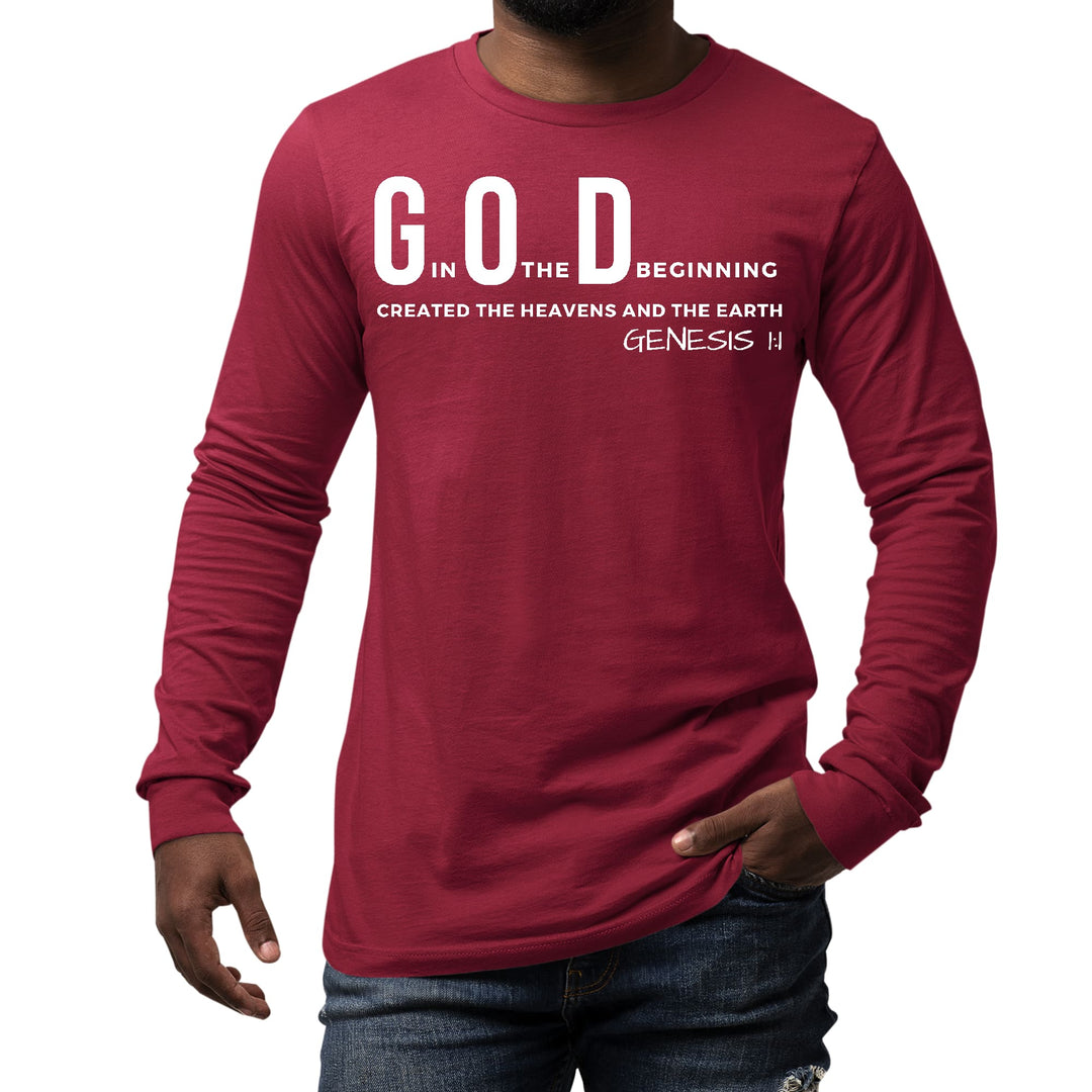 Mens Long Sleeve Graphic T-shirt God in the Beginning Print - Unisex | T-Shirts