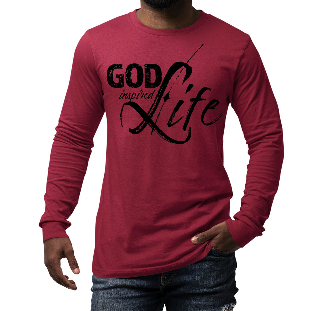 Mens Long Sleeve Graphic T-shirt God Inspired Life Black Illustration - Unisex