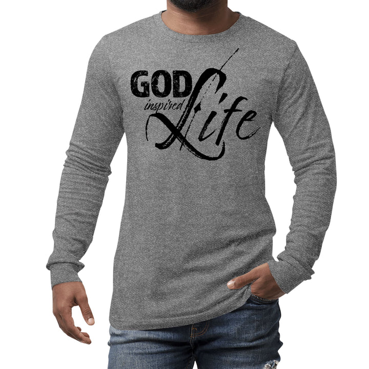 Mens Long Sleeve Graphic T-shirt God Inspired Life Black Illustration - Unisex