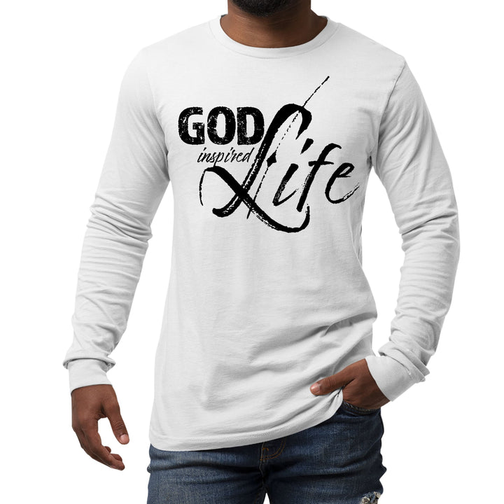 Mens Long Sleeve Graphic T-shirt God Inspired Life Black Illustration - Unisex