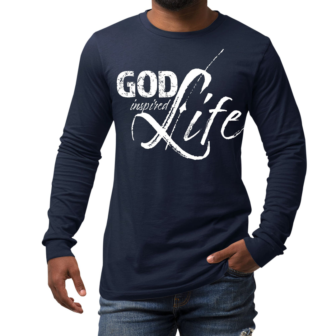 Mens Long Sleeve Graphic T-shirt God Inspired Life - Unisex | T-Shirts | Long