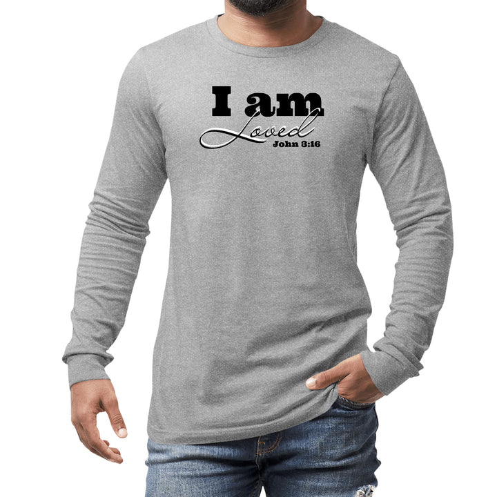Mens Long Sleeve Graphic T-shirt i Am Loved - John 3:16 Black - Unisex