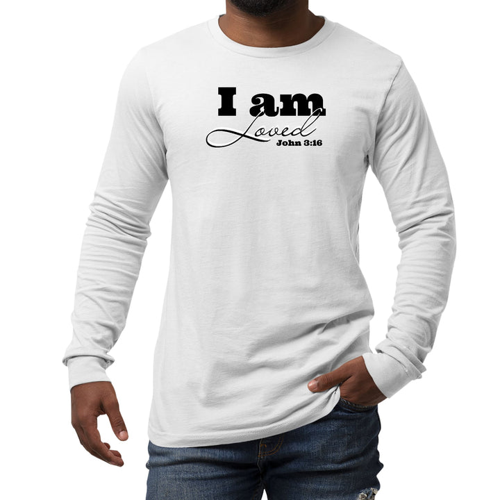 Mens Long Sleeve Graphic T-shirt i Am Loved - John 3:16 Black - Unisex