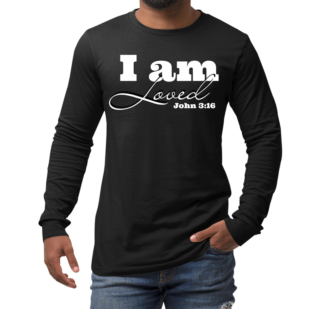 Mens Long Sleeve Graphic T-shirt i am Loved - John 3:16 Illustration - Unisex