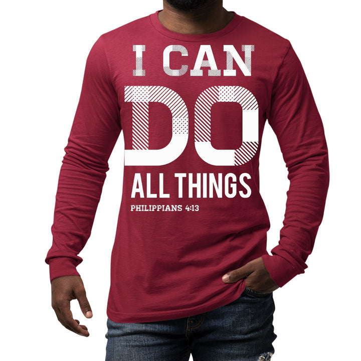 Mens Long Sleeve Graphic T-shirt i can do All Things Philippians 4:13 - Unisex