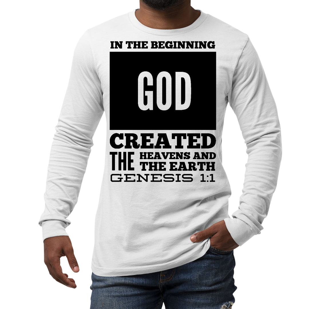 Mens Long Sleeve Graphic T-shirt in the Beginning Print - Unisex | T-Shirts