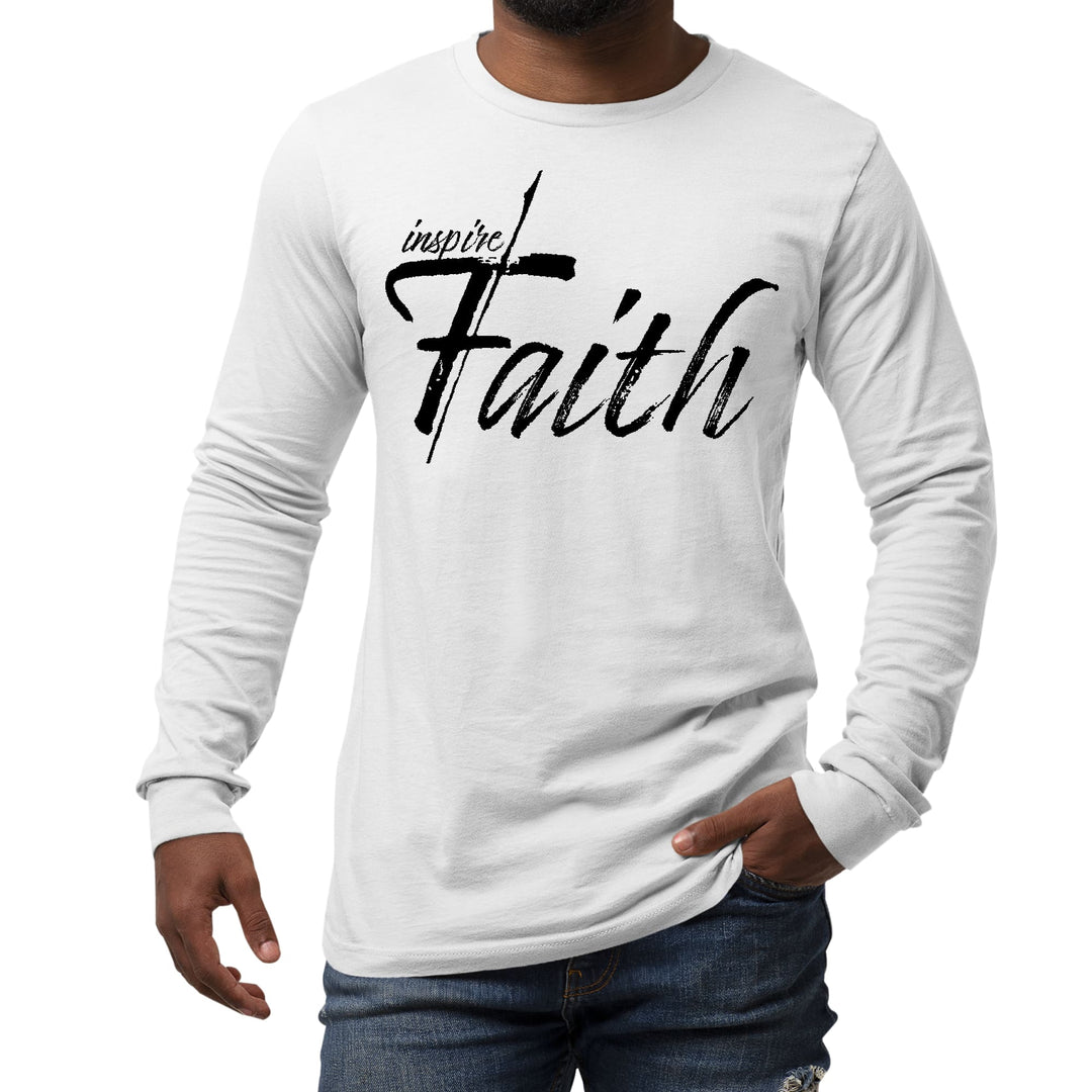 Mens Long Sleeve Graphic T-shirt Inspire Faith Black Print - Unisex | T-Shirts