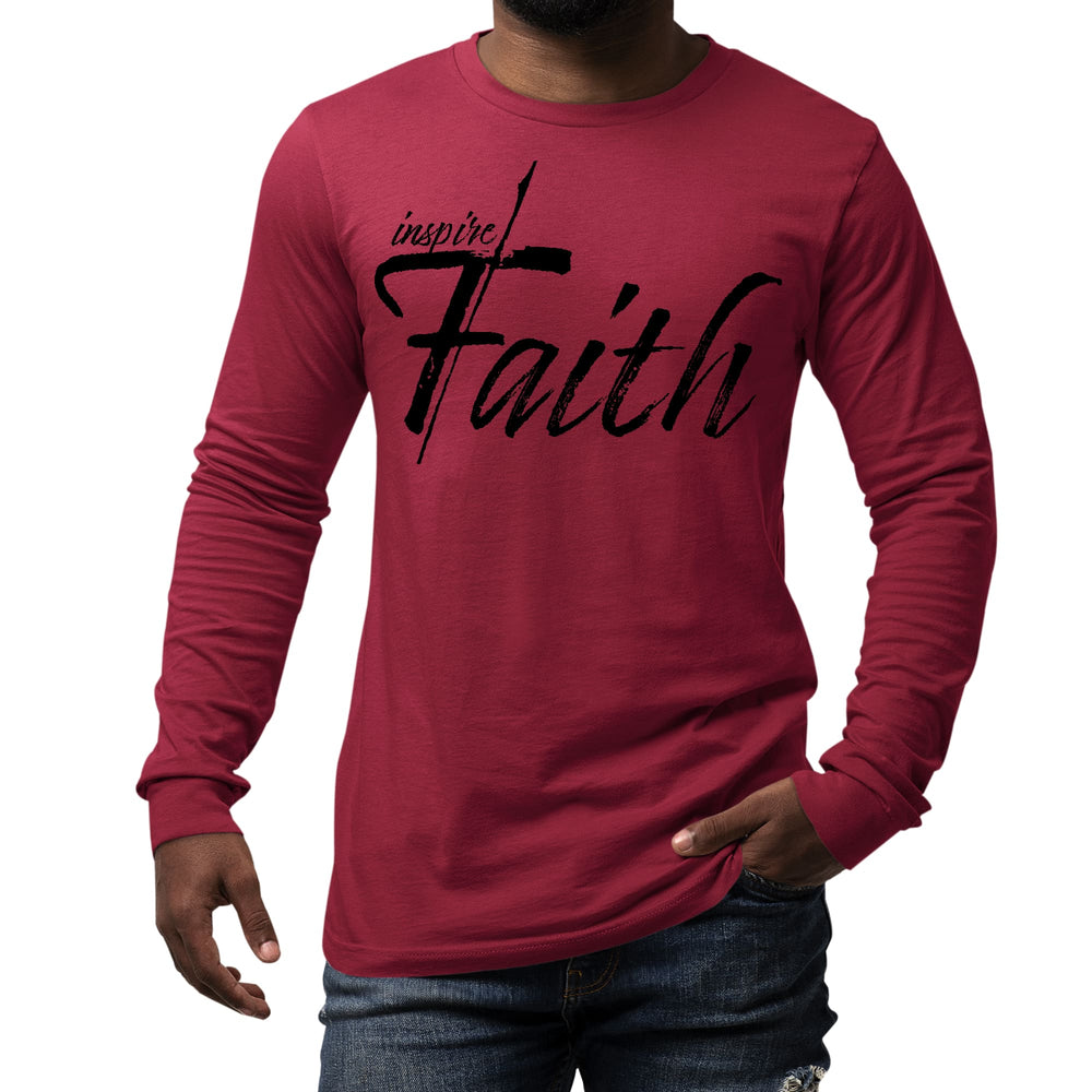 Mens Long Sleeve Graphic T-shirt Inspire Faith Black Print - Unisex | T-Shirts