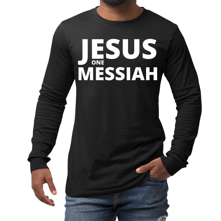 Mens Long Sleeve Graphic T-shirt Jesus one Messiah - Unisex | T-Shirts | Long