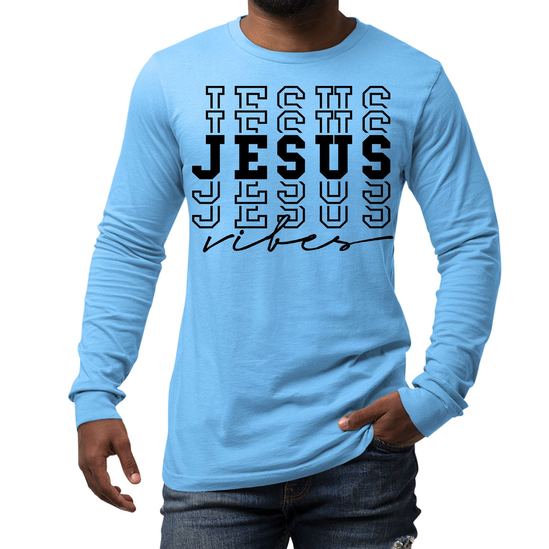 Mens Long Sleeve Graphic T-shirt Jesus Vibes - Unisex | T-Shirts | Long Sleeves