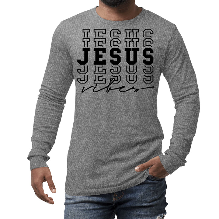 Mens Long Sleeve Graphic T-shirt Jesus Vibes - Unisex | T-Shirts | Long Sleeves