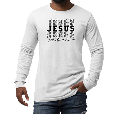 Mens Long Sleeve Graphic T-Shirt - Jesus Vibes - Unisex | T-Shirts | Long