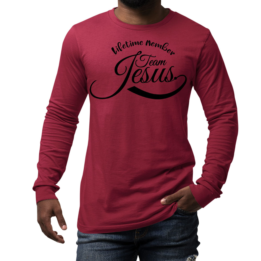 Mens Long Sleeve Graphic T-shirt Lifetime Member Team Jesus - Unisex | T-Shirts