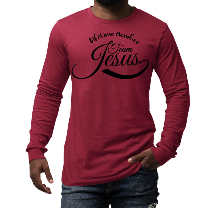 Mens Long Sleeve Graphic T-shirt Lifetime Member Team Jesus - Unisex | T-Shirts