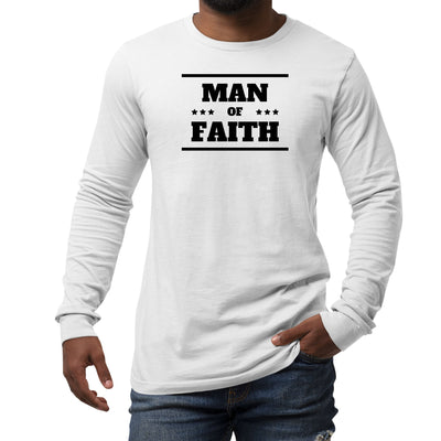 Mens Long Sleeve Graphic T-shirt Man Of Faith Black Illustration - Unisex