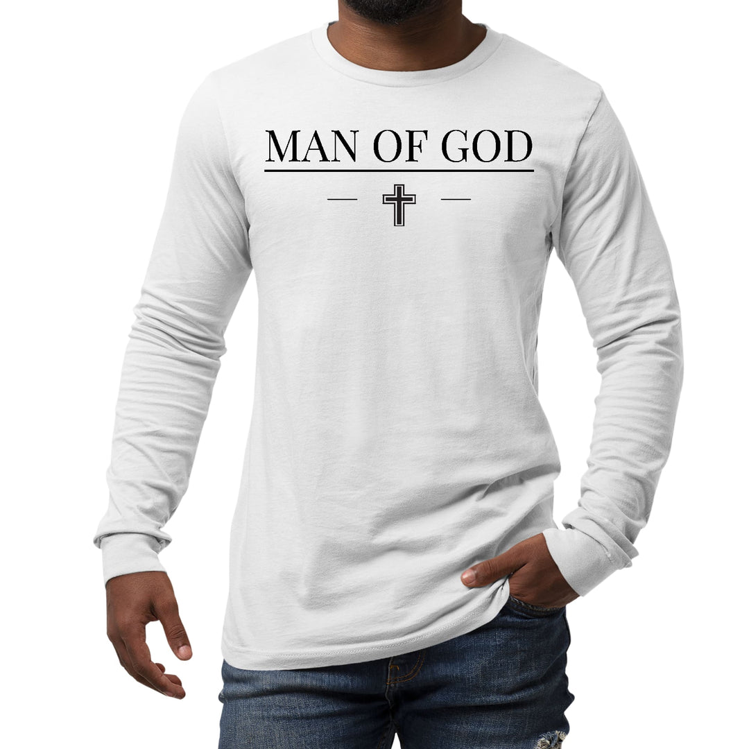 Mens Long Sleeve Graphic T-shirt Man of God Black Print - Unisex | T-Shirts