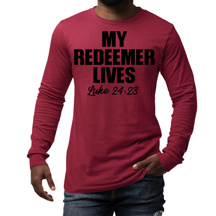 Mens Long Sleeve Graphic T-shirt my Redeemer Lives Print - Unisex | T-Shirts