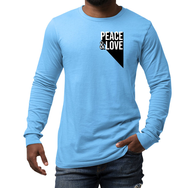 Mens Long Sleeve Graphic T-shirt Peace and Love Print - Unisex | T-Shirts