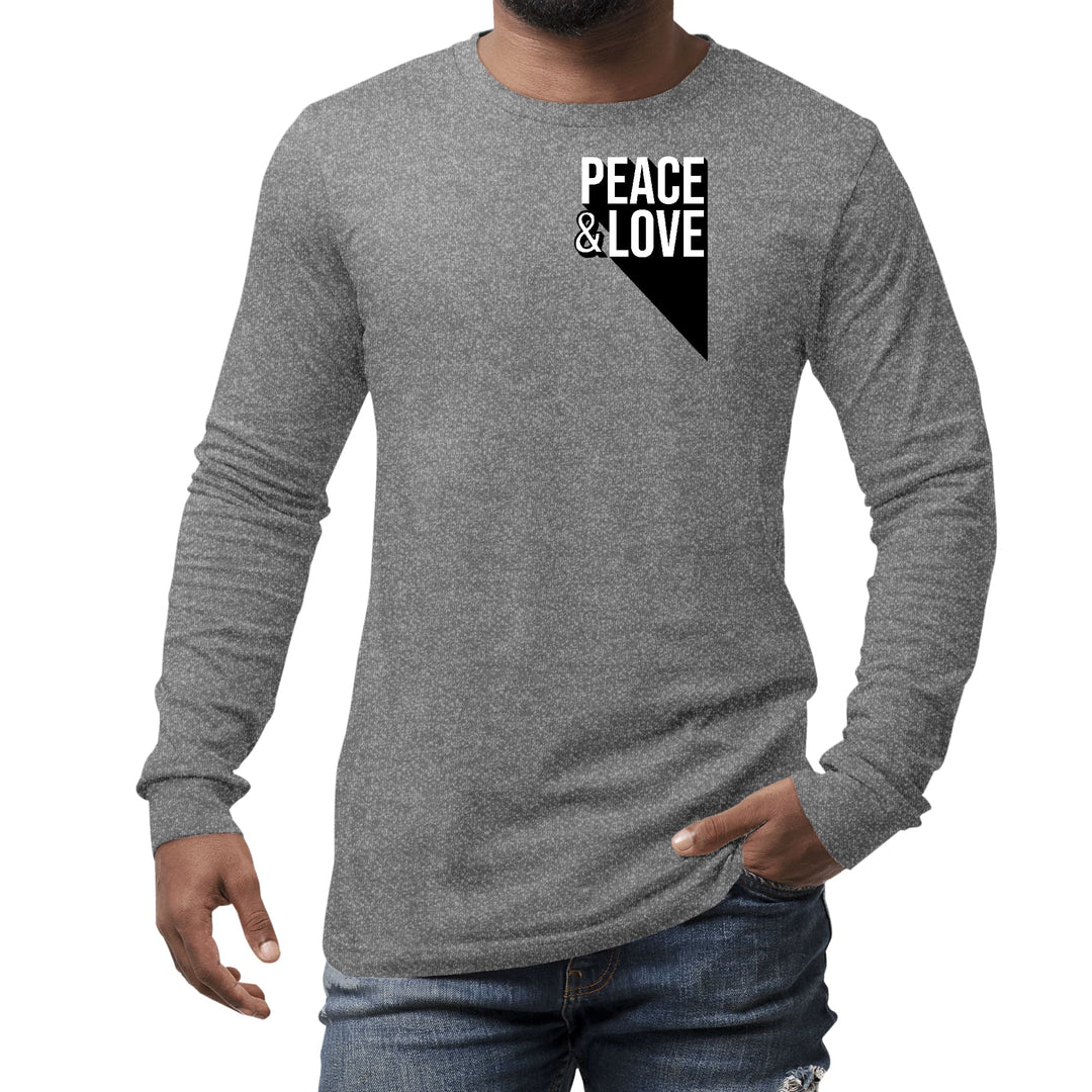 Mens Long Sleeve Graphic T-shirt Peace and Love Print - Unisex | T-Shirts