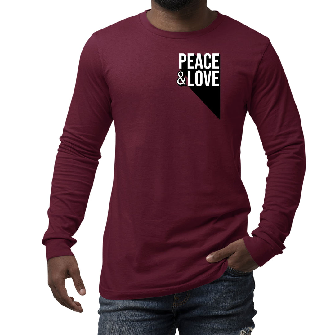 Mens Long Sleeve Graphic T-shirt Peace and Love Print - Unisex | T-Shirts