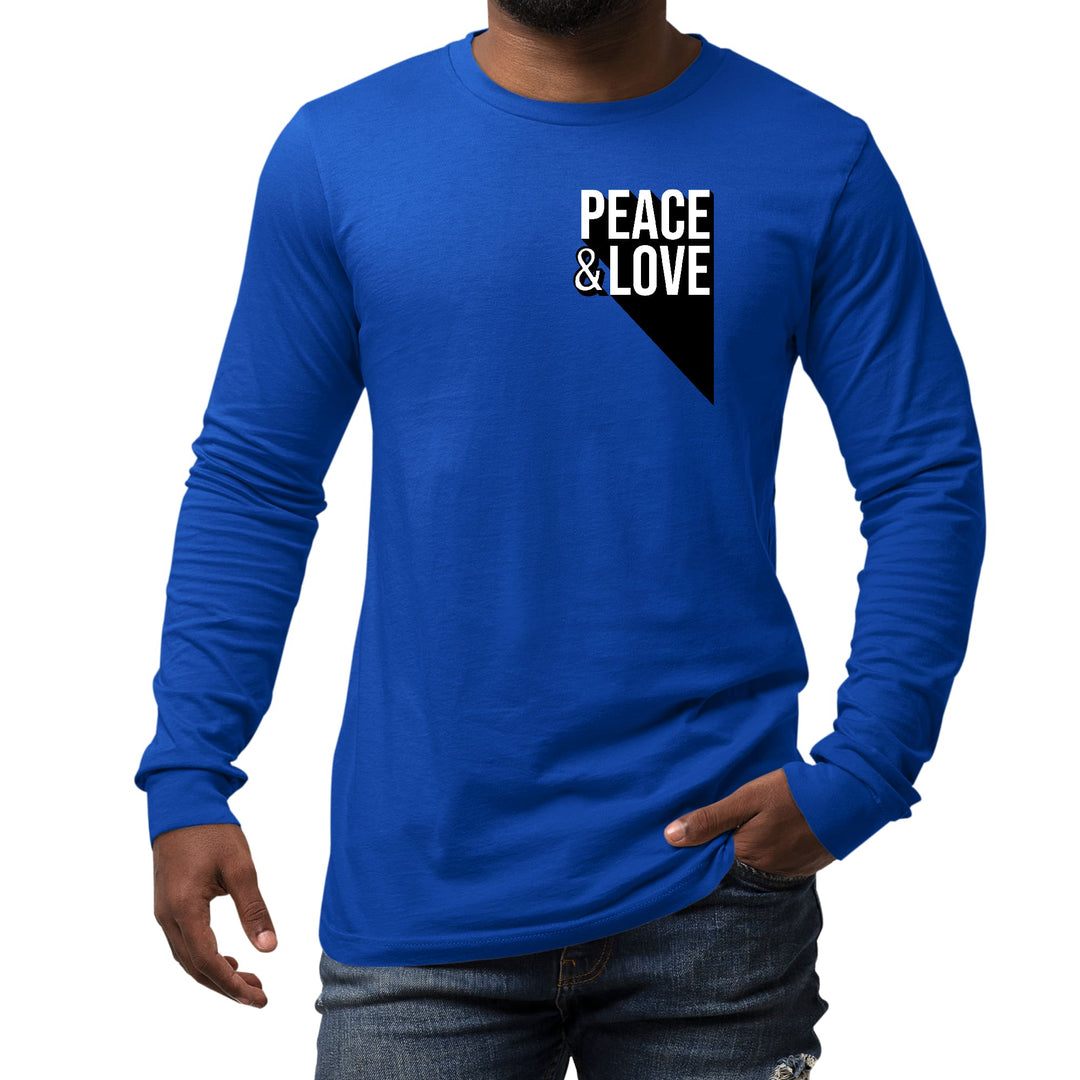 Mens Long Sleeve Graphic T-shirt Peace and Love Print - Unisex | T-Shirts