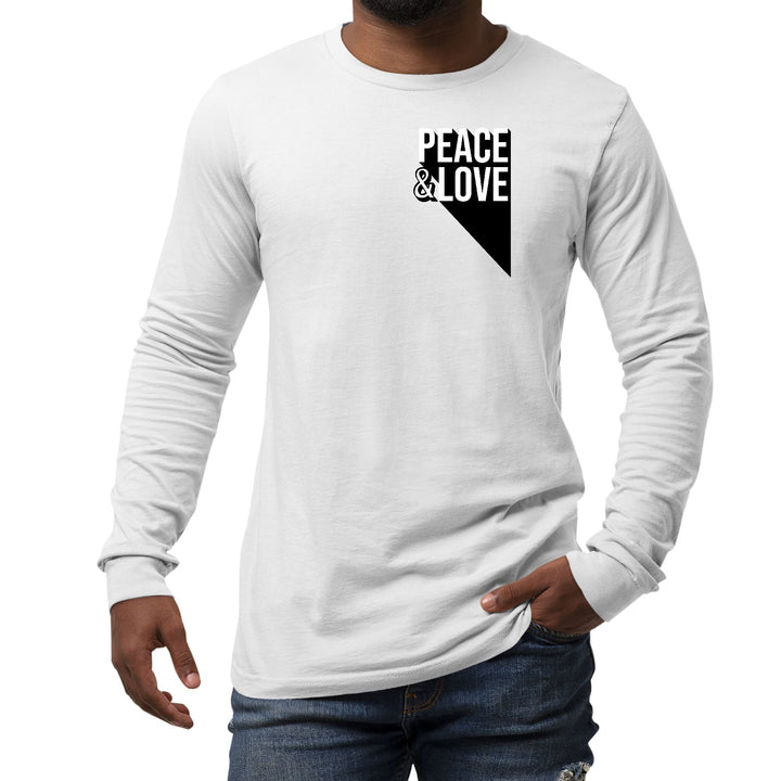 Mens Long Sleeve Graphic T-shirt Peace and Love Print - Unisex | T-Shirts