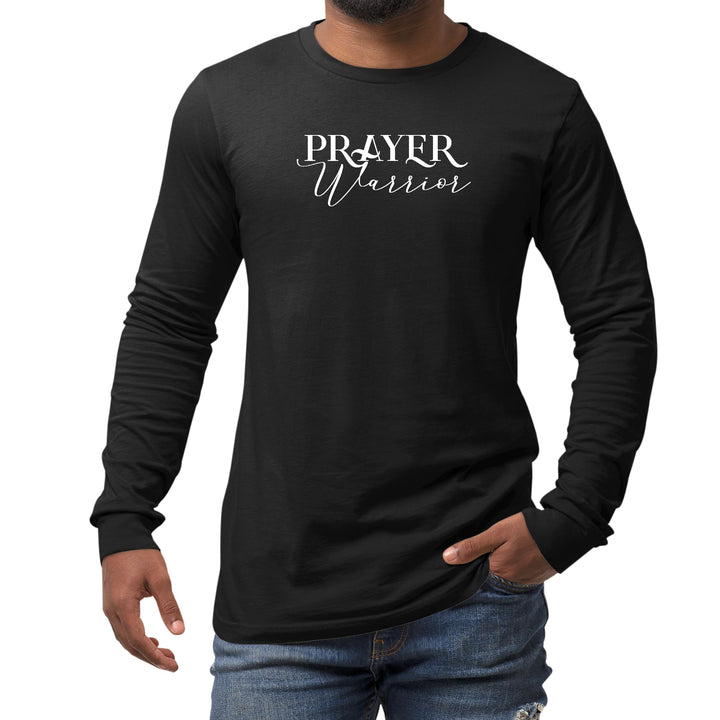 Mens Long Sleeve Graphic T-shirt Prayer Warrior Script Style - Unisex
